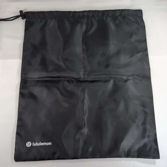 Lululemon Top Drawstring Black Bag Shoes Gym Clothes White Logo Storage Dust - Picture 4 of 8